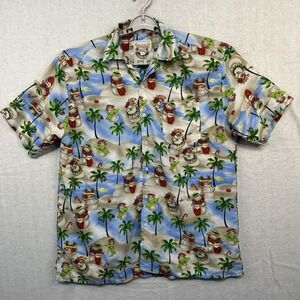Waikiki Creations Hawaiian Christmas Shirt Frosty Snowman Hula Surfs Up‎ Medium